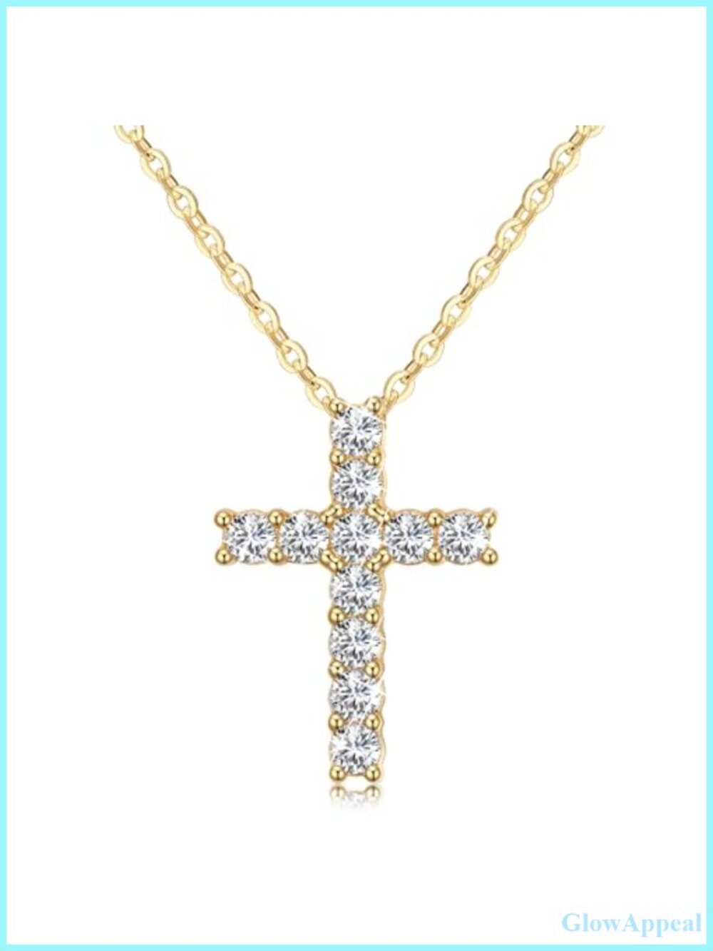 14K Gold Plated 925 Sterling Silver Cross Necklace Cubic Zirconia Pendant